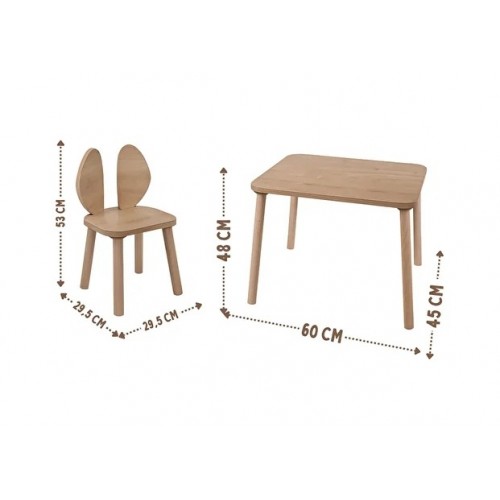 Bee Smart MS-60 Safir Naturel Beyaz Set (1 Masa 2 Sandalye)